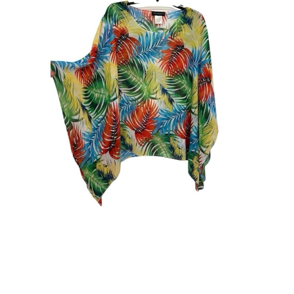 Travel Elements Tropical Print Kimono Sleeve Top/ Coverup XL Resort Vacation
